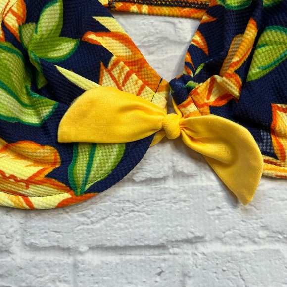 Sassafras Blue Yellow Orange Flowers Floral Vintage Bikini Size 12 / 14 Small - Picture 12 of 13